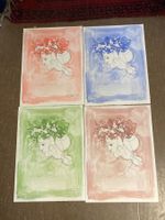 WELTI Alban Gesicht mir Taube 4 Farben Lithos sign/nr.