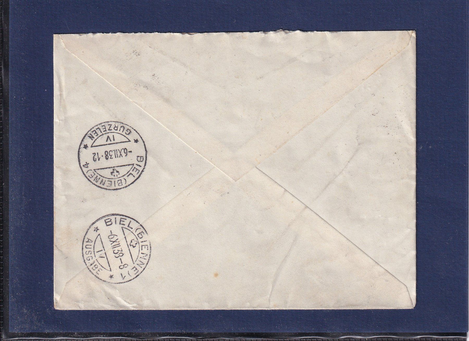 Alle Briefmarken: Recommandé - Paris (F) - Bienne - Gurzelen (CH) 1938 – Gebraucht aus Orvin von Pyaeschli 1