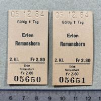 Erlen - Romanshorn, 2 Bahnbillette, Nr. 5650 & 5651, SBB