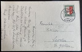 1921, PJ Frankatur J21 auf Weihnachtskarte