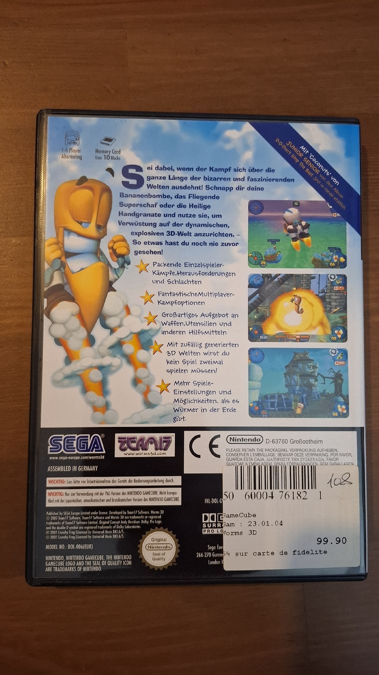 Jeux: Worms 3D Nintendo Gamecube - Jeu en parfait état! – Neuf (Voir description) à Fiaugères par Fiaugeres1609 1