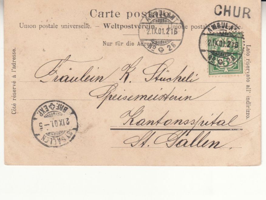 Cartoline postali: Arosa 1901 mit Stabstempel Chur – Usato da Bürglen TG venduto da StampGraf 1