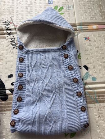 Baby Strick Fusssack hellblau