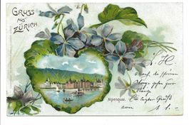 Gruss aus Zürich - Stadt - Alpenquai - uralte Litho 1899 !