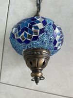 Orientalische Mosaiklampe, blau-silbrig, Handarbeit!