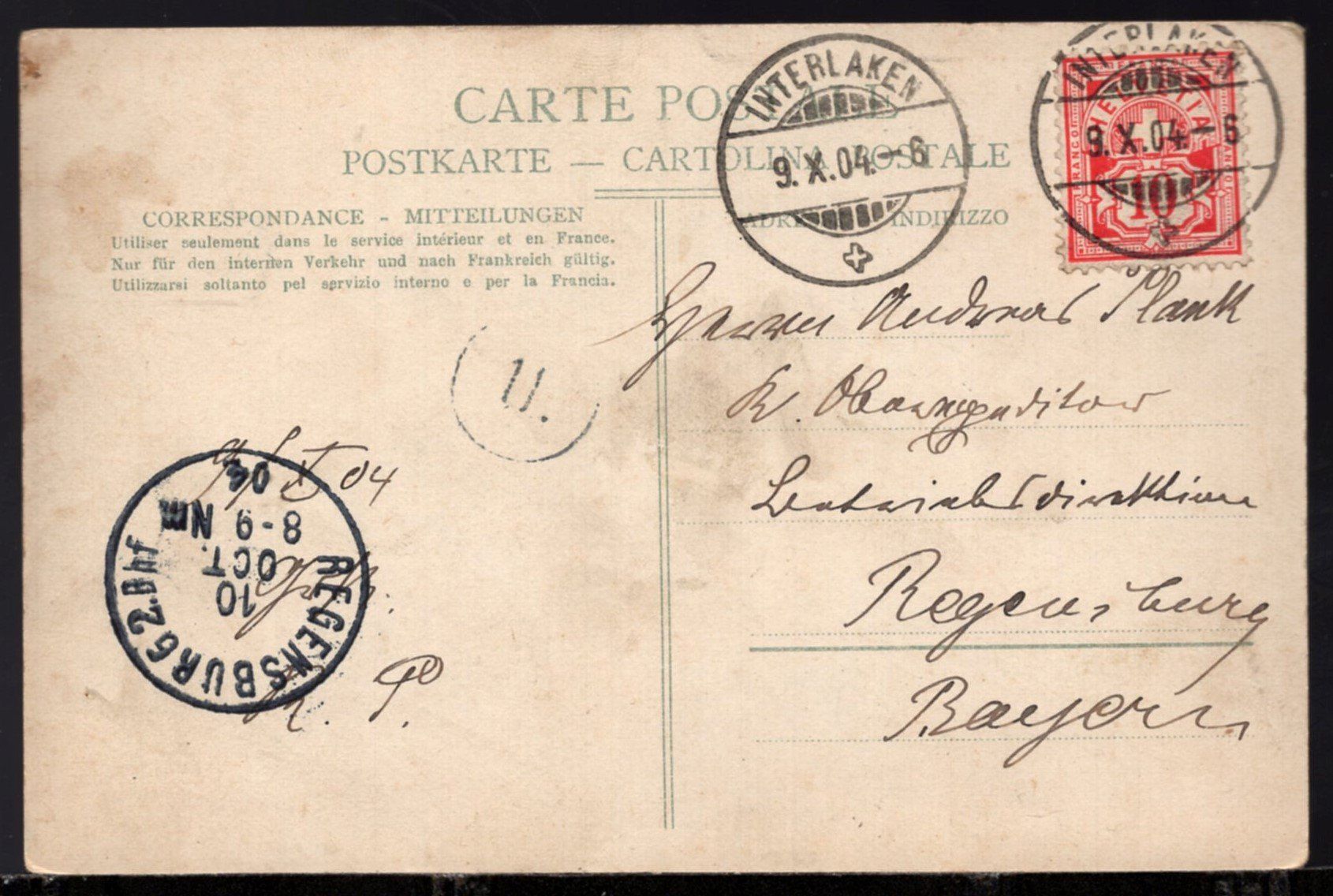 Cartoline postali: Interlaken und die Jungfrau  1904 – Usato da Aarau venduto da kufi44 1