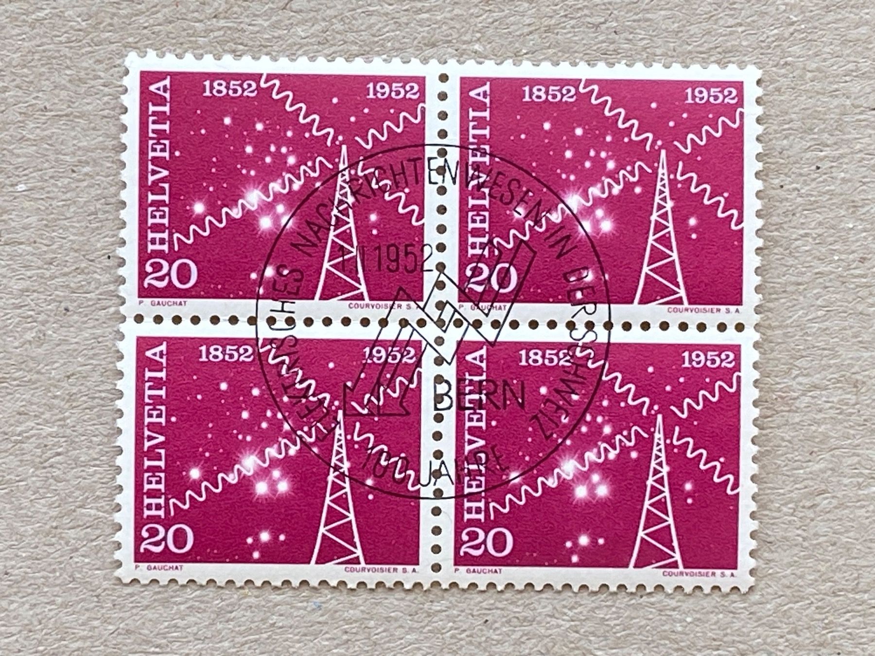 Tutti i francobolli: 311, ET, Viererblock, Rückseite ** – Usato da Aarau venduto da hilde47