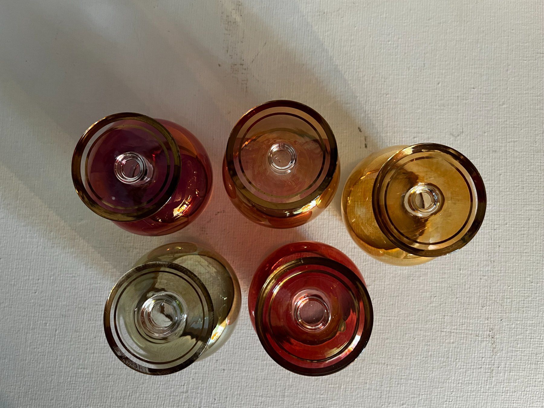 Gläser: Fünf kleine bunte Cognac Gläser – Gebraucht aus Zürich von suschi04 2