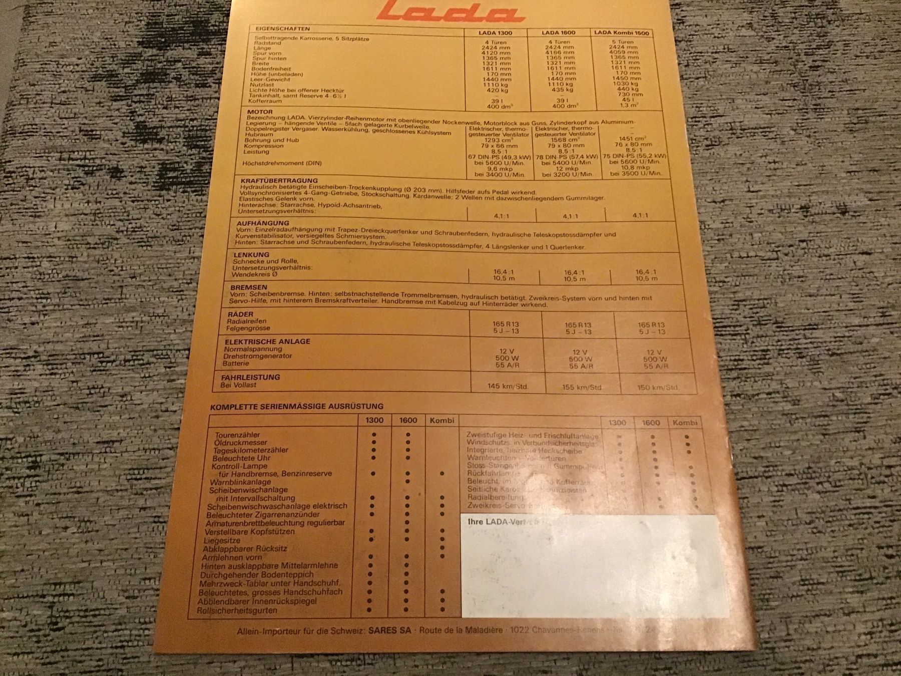 Lada Documenti: Lada 1300/1600/1500 Kombi Prospekt – Usato da Scherzingen venduto da Starseller62 4