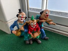 Drei Clowns mit Instrumenten, Deko-Figuren, Vintage Rarität
