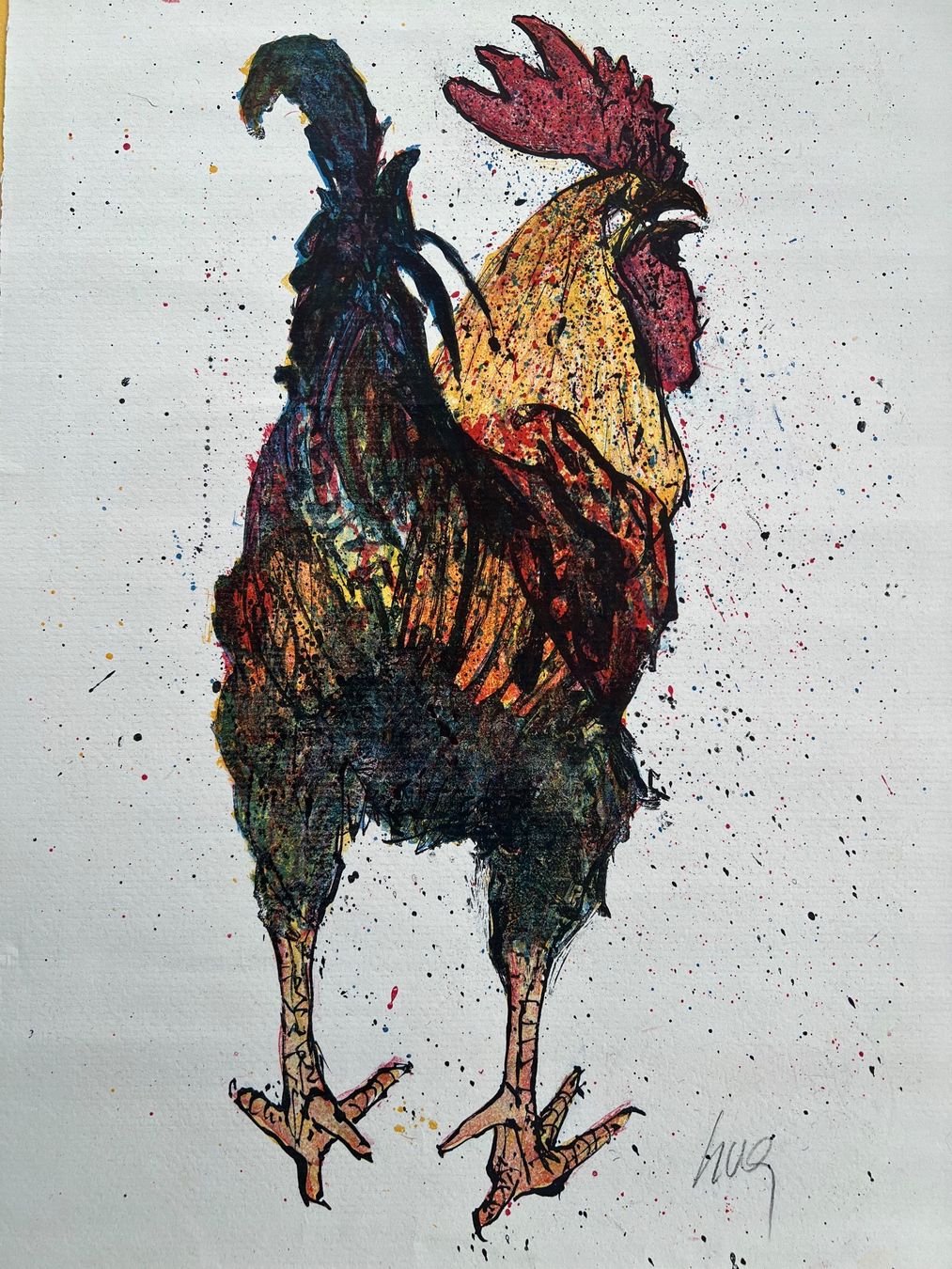 Grafiken & Lithographien: Fritz HUG original Lithographie Hahn – Gebraucht aus Adliswil von buch_und_kunst 1