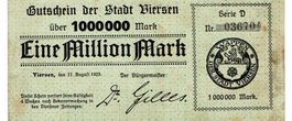Viersen 1 Mil.Mark Serie D 11.08.1923 SS++-VZ