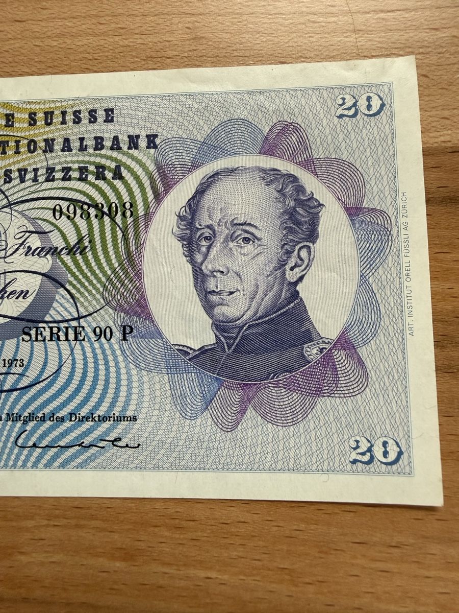 Banknoten: 20 Franken Banknote Serie 90 P – Gebraucht aus Grenchen von Bastet007 3