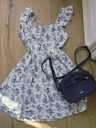 Floral Summer Dress with Ruffle Straps -  Size M