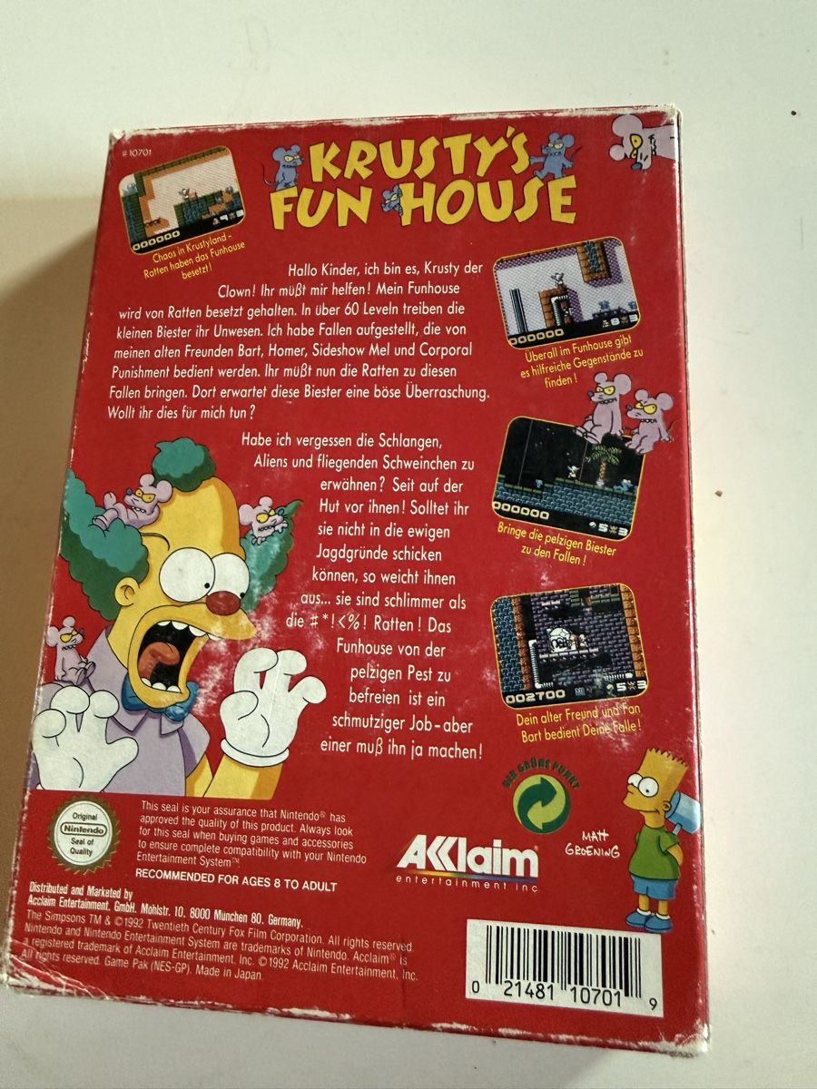 Nintendo Giochi: Nintendo Nes Krusty s Fun House – Usato da Birmensdorf ZH venduto da Kjus-Hackett 1
