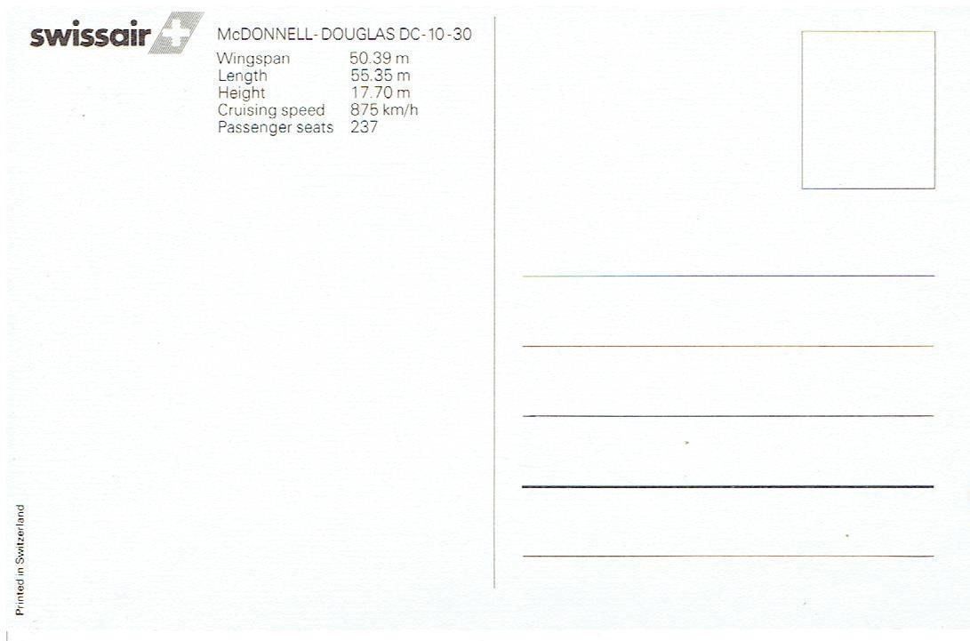 Cartes postales: Swissair DC - 10 – D'occasion à Flims - Dorf par Stagediver 1