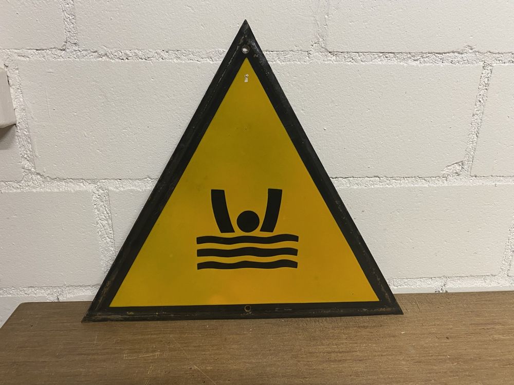 Vintage Emaille Schild «vorsicht Ertrinkungsgefahr» Acheter sur Ricardo