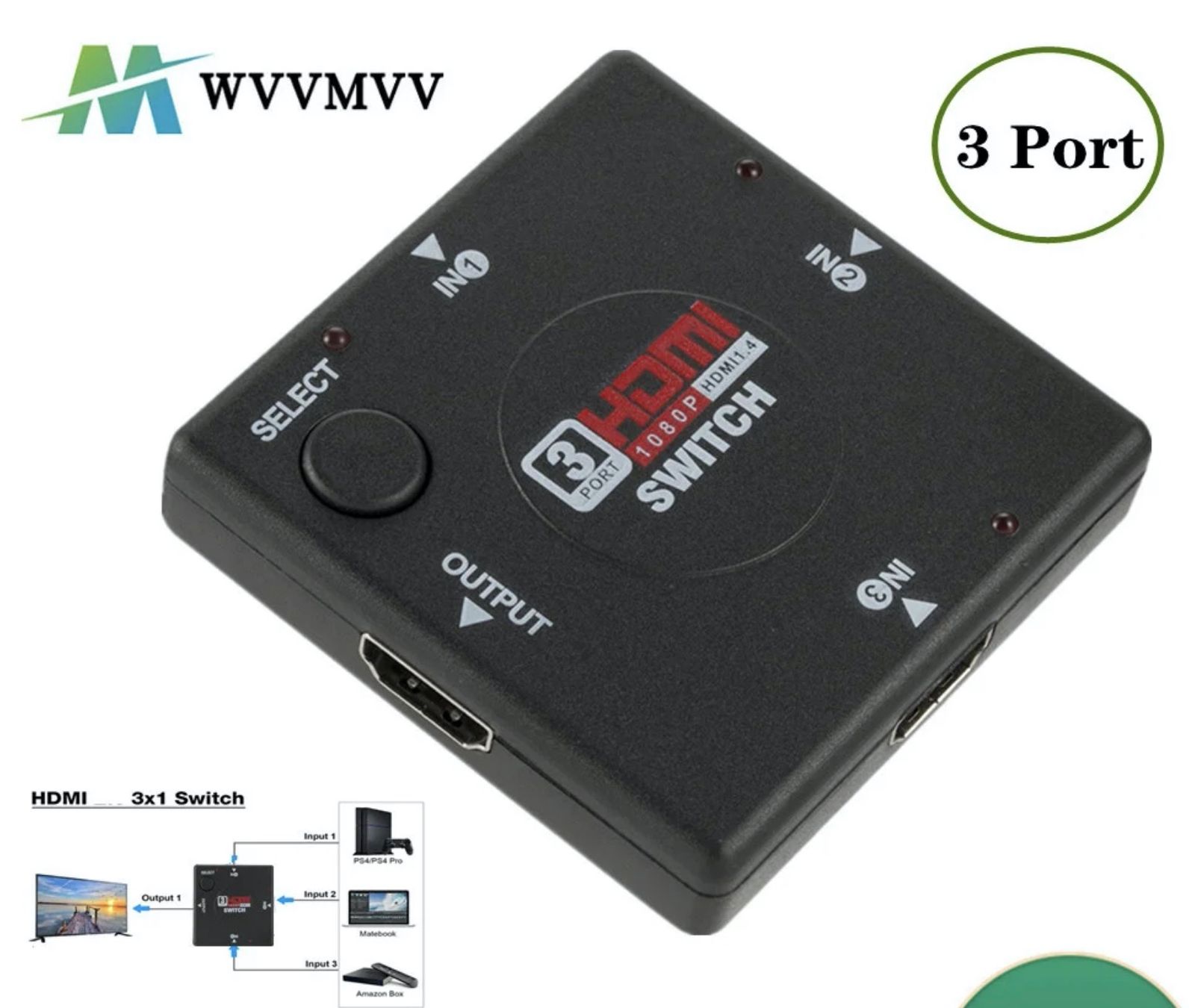 Interruttori: HDMI Switch HD TV Umschalter 3 Eingänge Schalter Weiche – Nuovo e nell'imballaggio originale da meilen venduto da knoriander 2