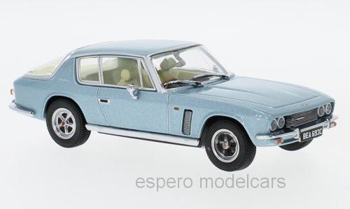 Jensen Modellini d'auto: Jensen Interceptor MK I 1966-1969 RHD hellblau met.     1:43 – Nuovo e nell'imballaggio originale da Gerlafingen venduto da espero88