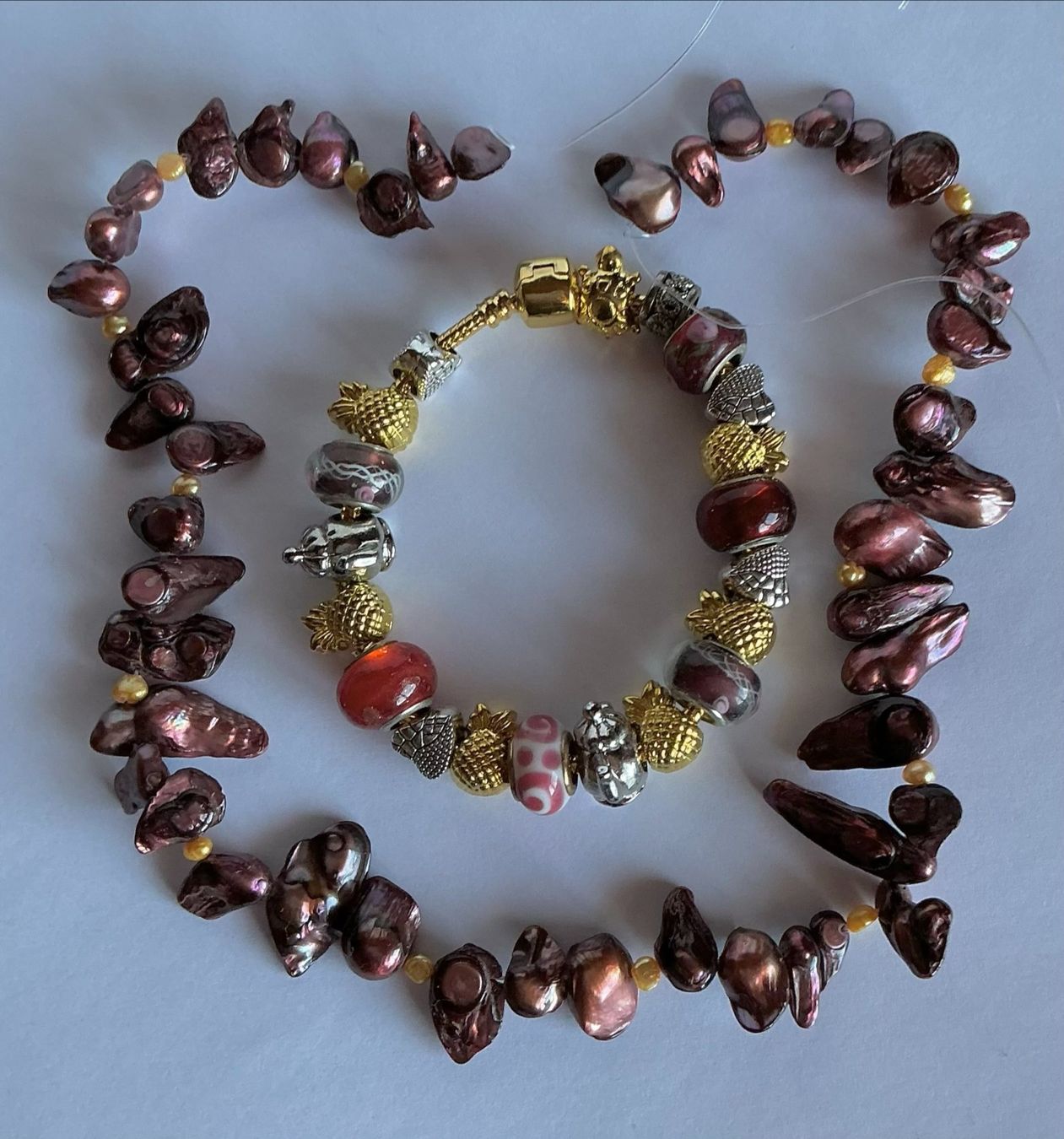 Ketten: SET STRANG ECHTE SÜSSWASSERPERLEN ARMBAND BEADS MURANO STYLE – Neu und originalverpackt aus Berg TG von magginello 3
