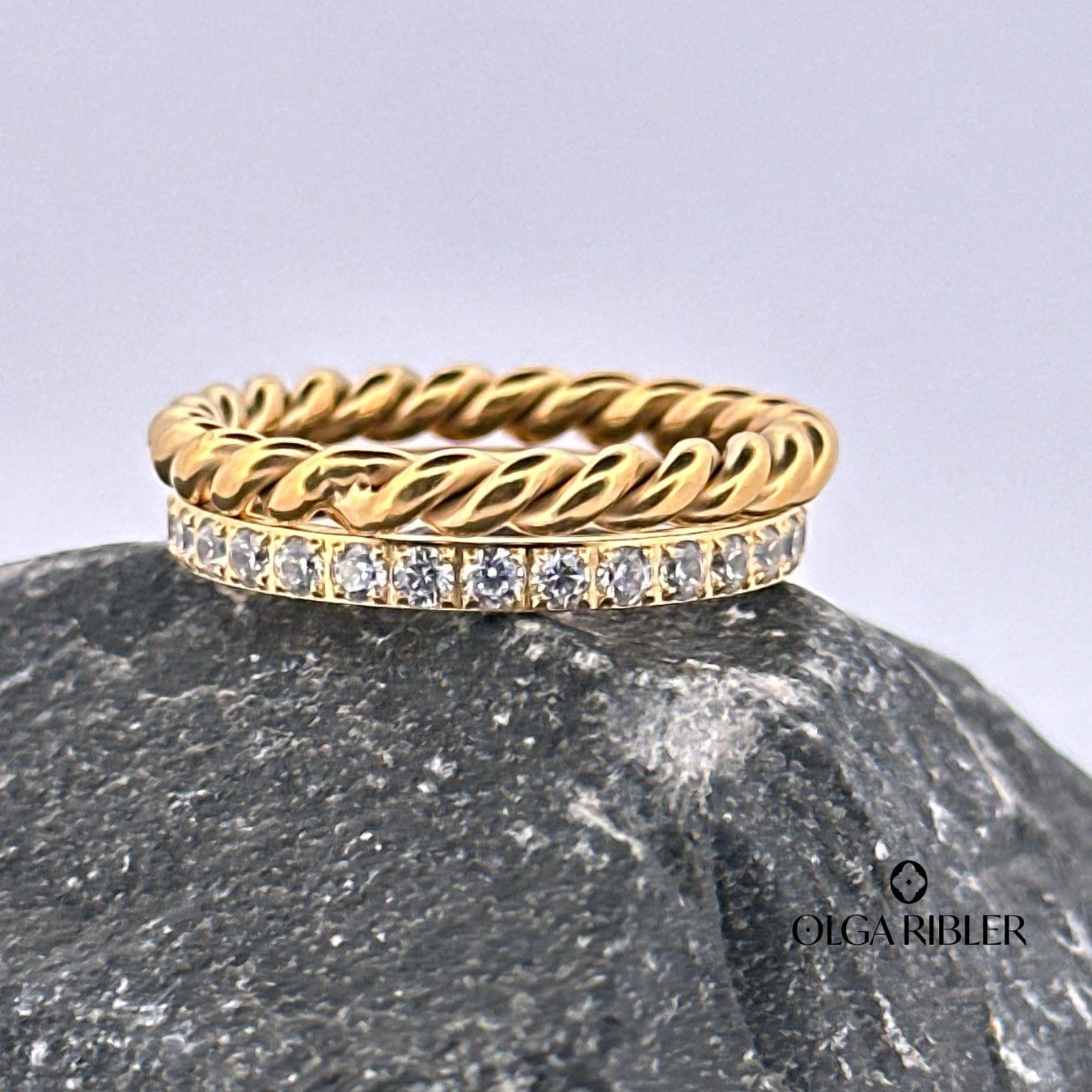 Olga Ribler Ringe: Edelstahl Set aus 2 Ringen Grösse 56 – Neu (gemäss Beschreibung) aus Luzern von Schmuckoutlet