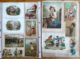 10 Seiten antike Oblaten Bilder ca. 1890 Schokolade