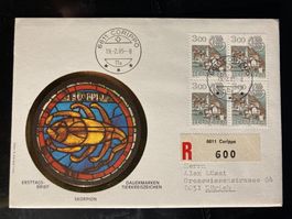 Schweiz 1985 R-FDC Tierkreis 4er-Block Skorpion Corippo