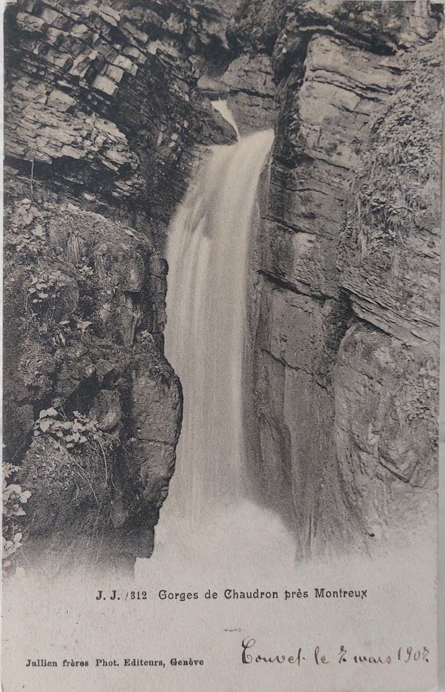 Cartoline postali: MONTREUX  -  Gorge de Chaudron  -  1907 – Usato da Delémont venduto da Domdom1