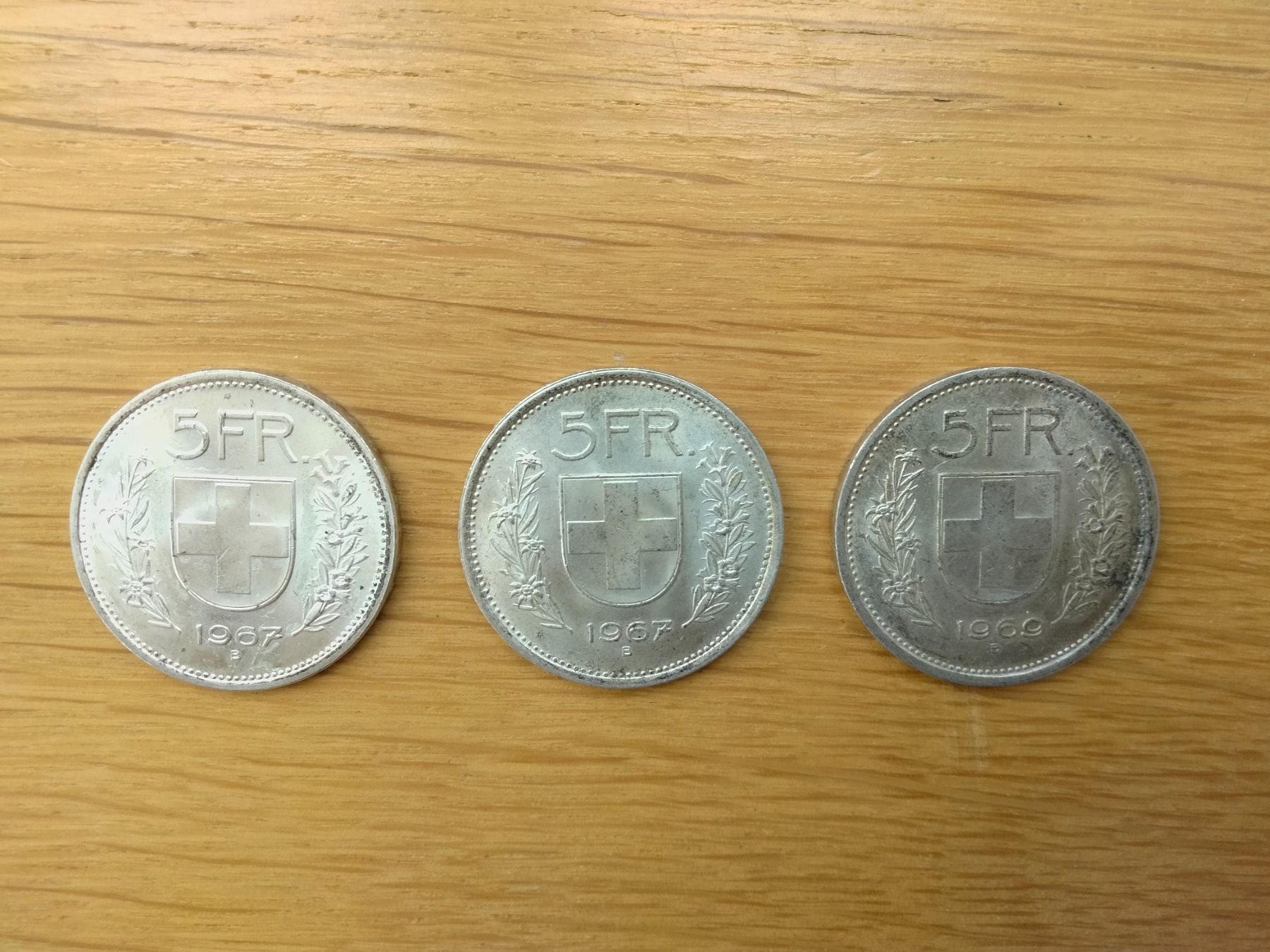 Alle Münzen: Fünfliber Silber 1967 und 1969 – Gebraucht aus Seengen von Charlie67