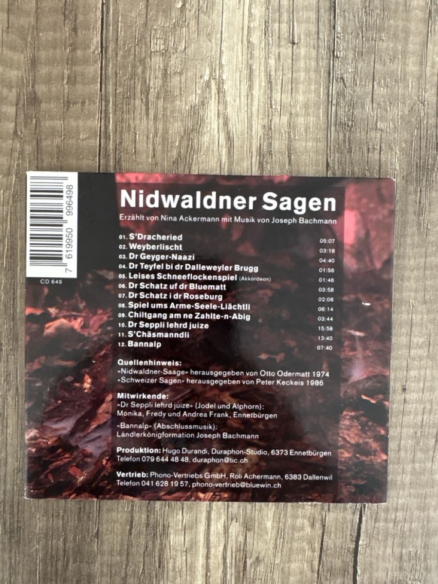 CD: CD Nidwaldner Sagen - Nina Ackermann & Joseph Bachmann – Nuovo (secondo la descrizione) da Schaffhausen venduto da Reporter 1