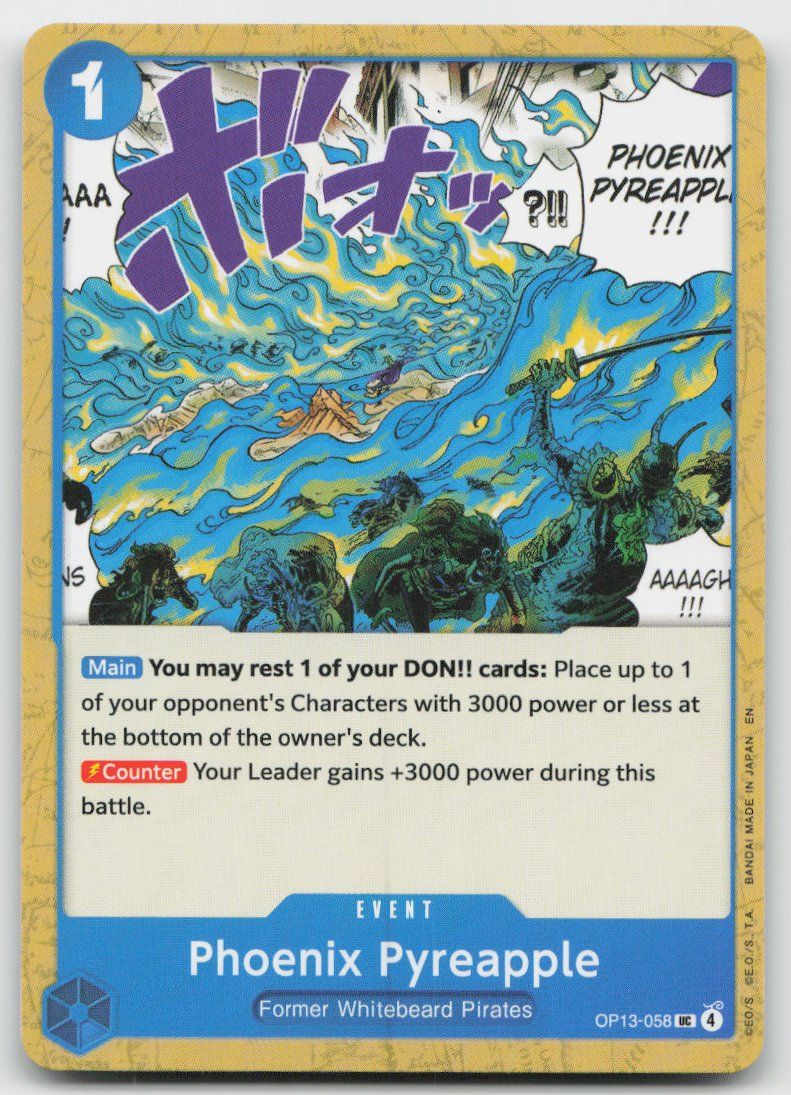 Bandai Sammelbilder & Trading cards: One Piece Phoenix Pyreapple OP13-058 UC – Gebraucht aus Lugano von VlaseCard