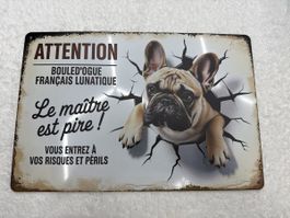 Plaque décorative Bouledogue Français Attention Ne pas déran