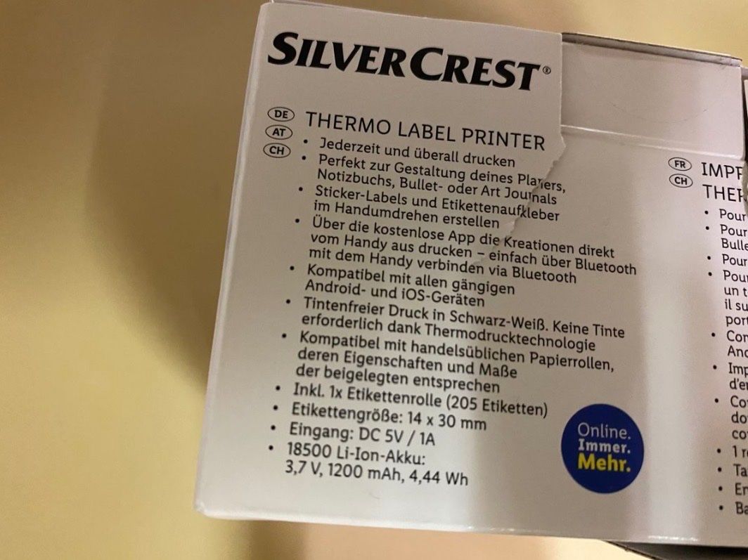 Stampanti: Silver Crest Thermo Drucker mit 18 Bänder – Nuovo (secondo la descrizione) da Zürich venduto da Gianni 3