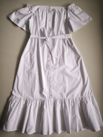 Midikleid im Bardot-Stil aus Baumwolle, Größe 42 (Warehouse)