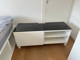 TV-Möbel / Sideboard mit Glasplatte, weiss, Top Zustand!