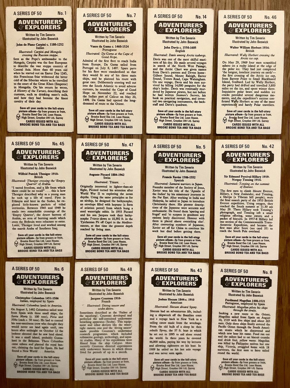Bücher: 1973 12 Vintage ADVENTURERS & EXPLORERS Sammelbilder England – Gebraucht aus Root von ENGLAND-TREASURES 1