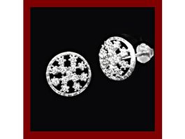 Ohrstecker Schneeflocke Silber 925 mit Zirkonias