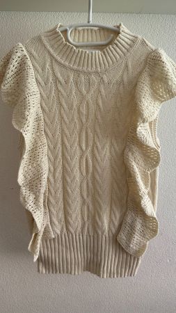 Maglione VILA donna avorio xs volant pizzo