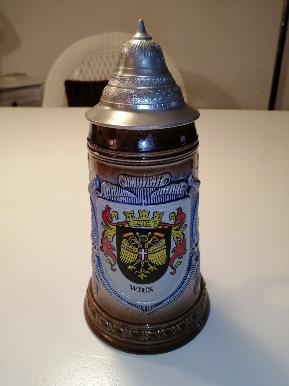 Gläser: Bierkrug  mit Zinndeckel ,26 Hoch – Gebraucht aus Nunningen von silvermoon68