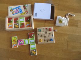 2 Holzspiele: Tier-Domino + Eile mit Weile mini Reisespiel