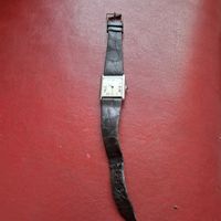 Symbol Damenuhr Rechteckig Edelstahl Armband Leder gebraucht