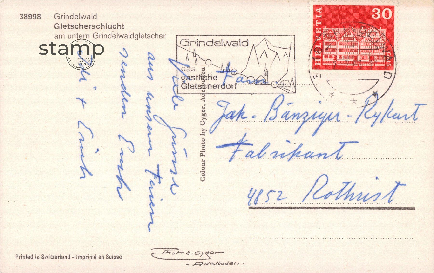 Cartoline postali: 1974 AK Grindelwald_Gletscherschlucht – Usato da Eggersriet venduto da stamp303 1