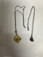 Bernstein inkl Blume Einscund Amethyst Kette kein Silber