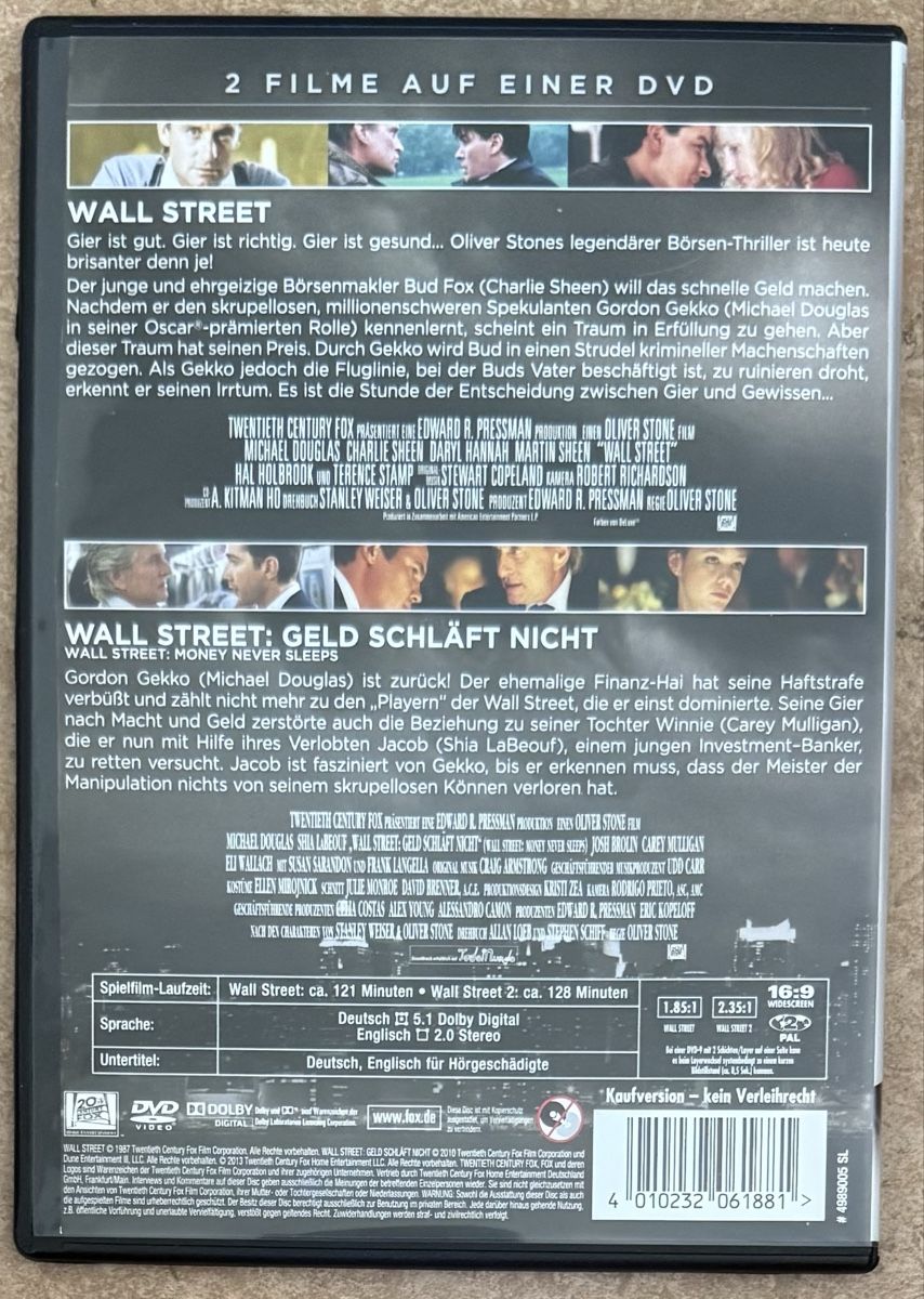 Tous les DVDs: WALL STREET 1 & 2 – Neuf (Voir description) à Dietikon par AndreaSch01 1