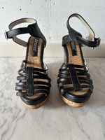 Schicke Keil-Sandalen, schwarz, Grösse 37