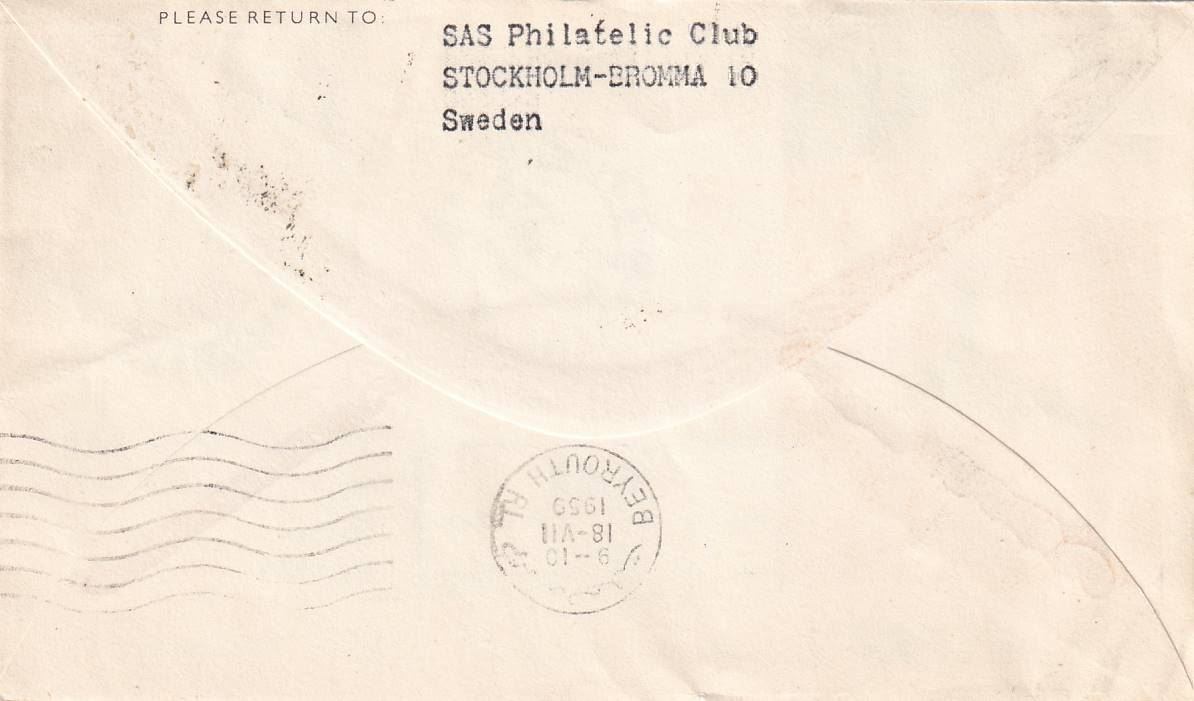Tutti i francobolli: Erstflug SAS Rom - Beirut 1959 – Usato da Baar venduto da Asmara111 1