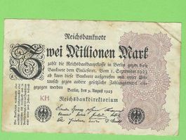 Reichsbanknote Zwei Millionen Mark, Berlin, 1923, Rarität