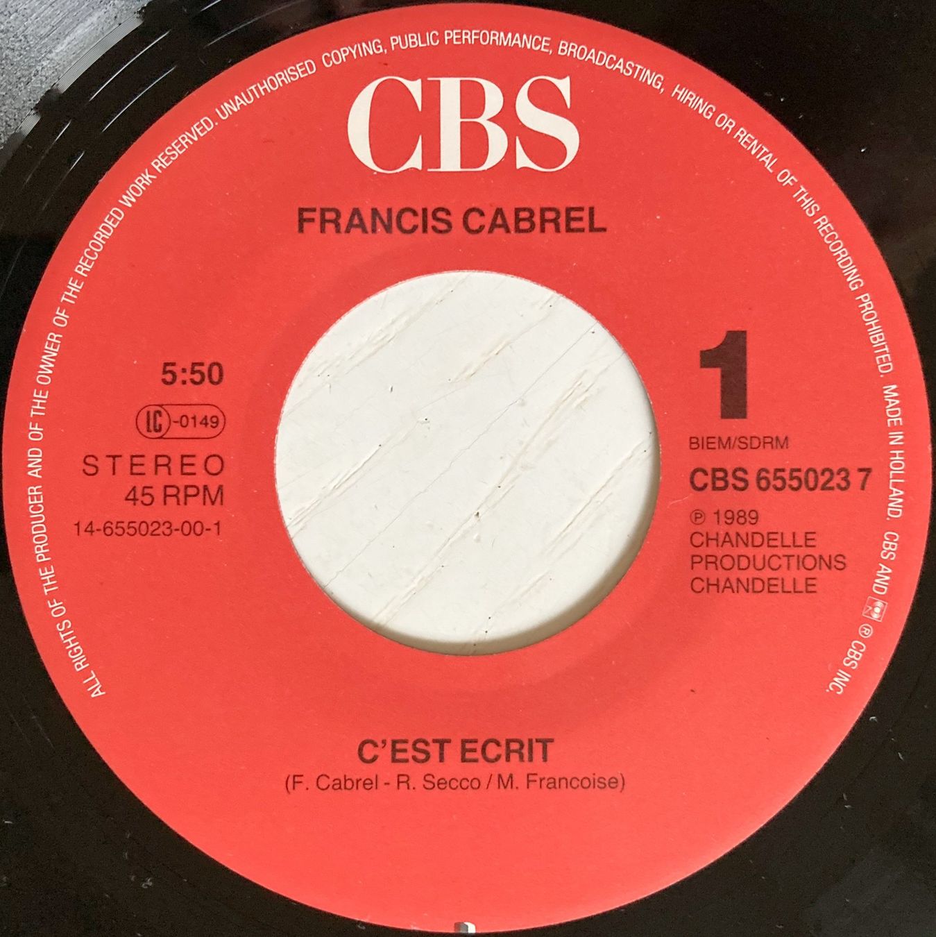 Dischi in vinile: FRANCIS CABREL - C'EST ECRIT – Usato da Bottens venduto da hotter-than-hell 2