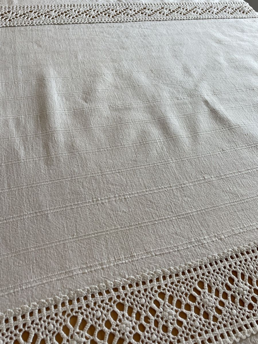 Sonstige Tischwäsche: Tischtuch ca 170x 280cm  Leinen mit Spitzen alt – Gebraucht aus Sirnach von dasrosahaus 9