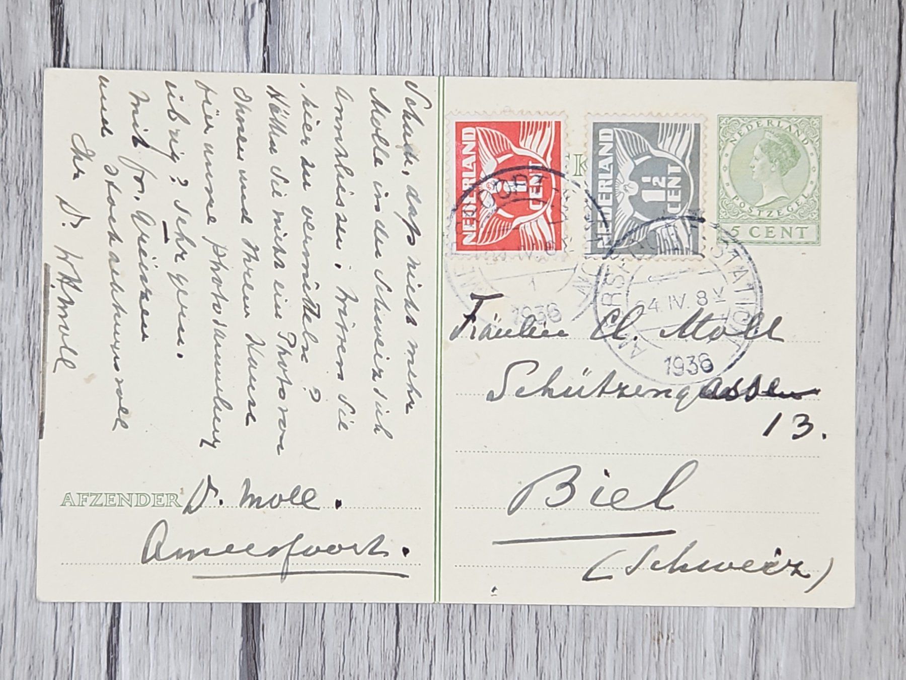 Alle Briefmarken: CL14 Carte Postale + Timbre Pays-Bas 1938 – Gebraucht aus Cousset von Patrick_Collections